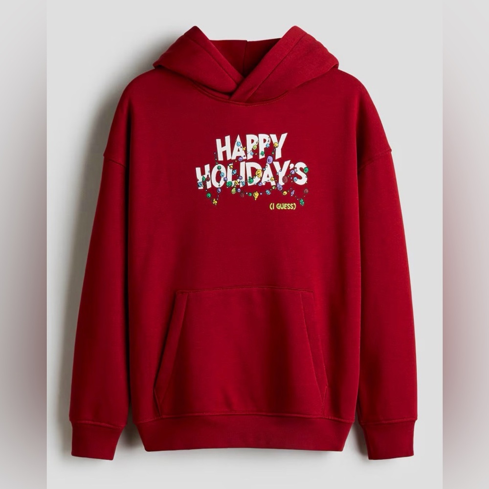 NWT H&M The Grinch Happy Holidays printed hoodie, red, 12/14